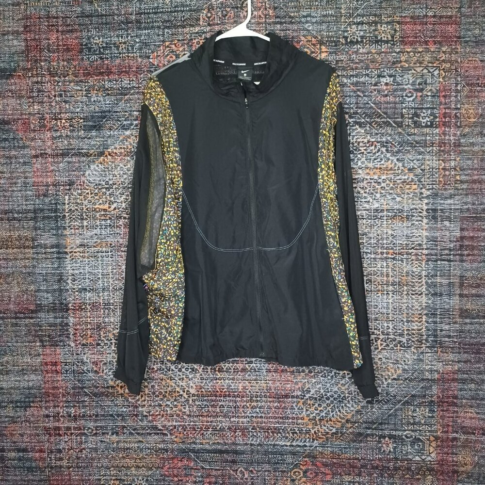 Nike womens black Icon Clash sheer sleeve packable running jacket 3X